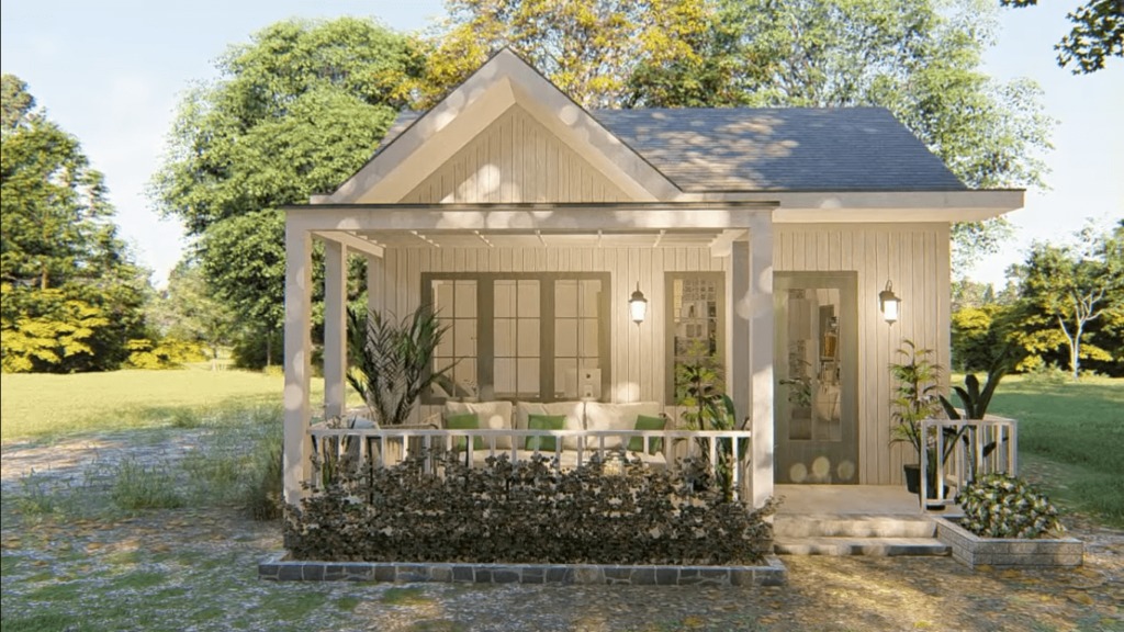 Delight in the brilliance of this charming house design, encompassing a ...